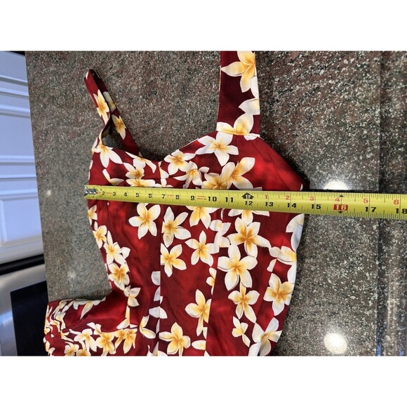 Vtg 80s Hawaiian Royal Creations Smocked Halter Pleated Bust Circle Sun Dress L - Picture 9 of 14